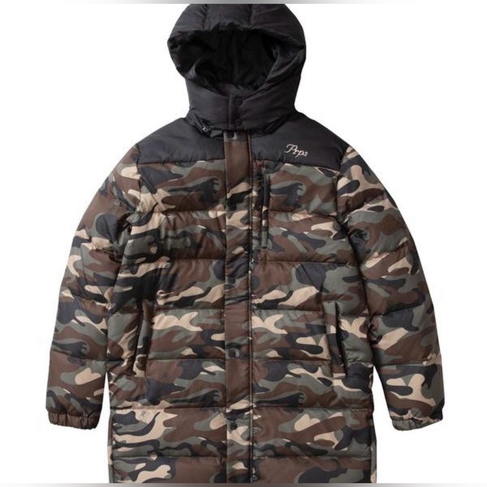 PRPS Men's Camouflage Long Puffer Jacket
